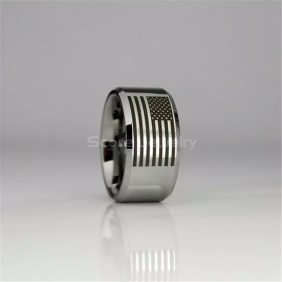 👑Men 8MM wide titanium stainless steel flag ring - Picture 7 of 7